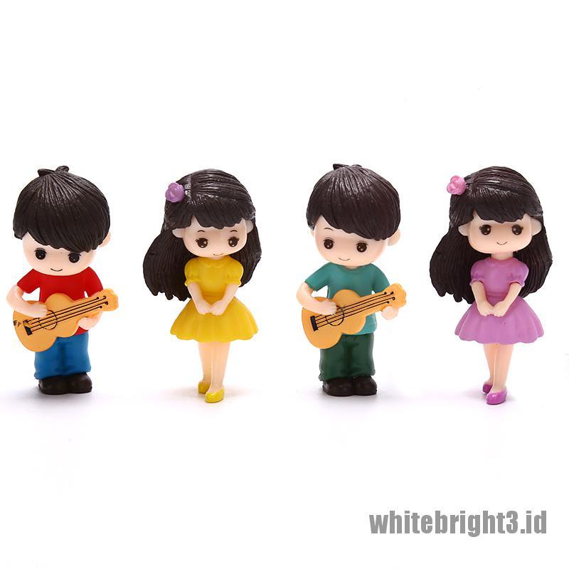 (white3) Set Miniatur Pasangan Gitar Lucu Untuk Dekorasi Rumah / Taman