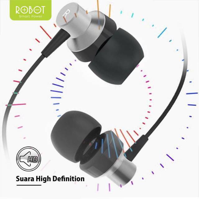 Robot Handsfree Headset Headphone RE240 RE-240 Wired Earphone Bass Audio jack 3.5 mm Android iOS Original