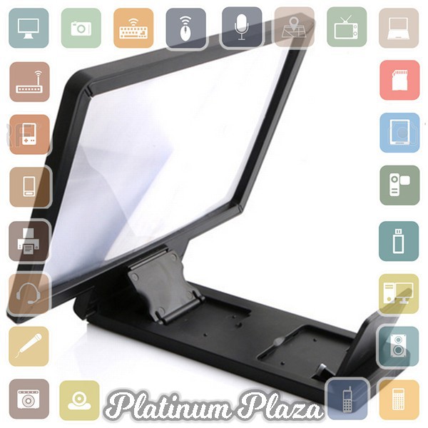 Stand Kaca Pembesar 3D Magnifier untuk Smartphone - Black`5ZBX1N-