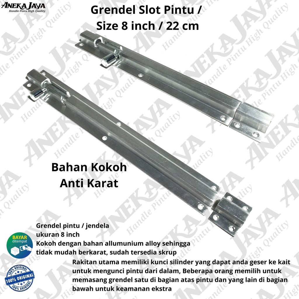 grendel pintu rumah 8 inch 20 cm / kunci pintu / slot pintu