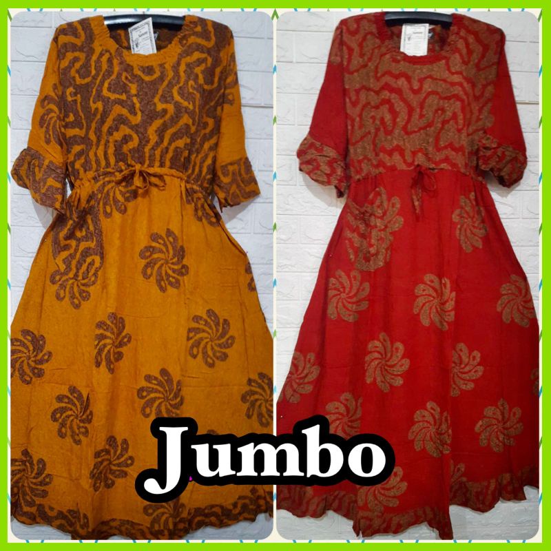 Gamis jumbo kekinian hijab hijabers jumbo LD 130 cantik batik pekalongan model laura murah surabaya