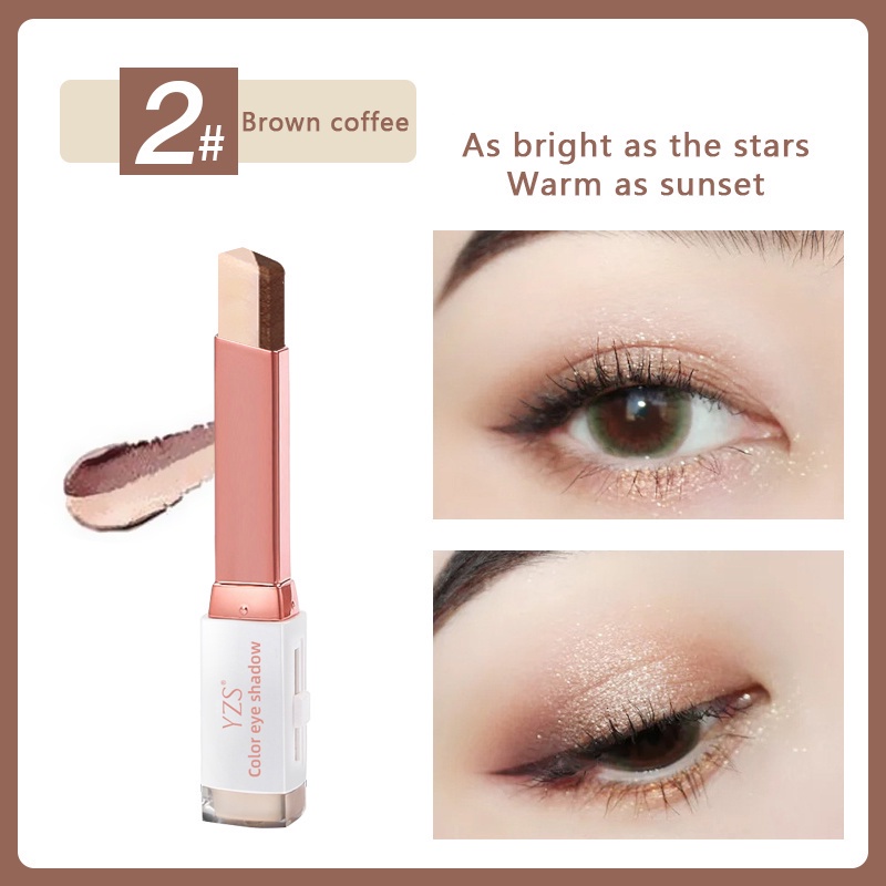 YZS Velvet Gradient Double Color Eyeshadow Pen Eyeshadow Glitter Double Shade Color Eye Shadow Waterproof Make up