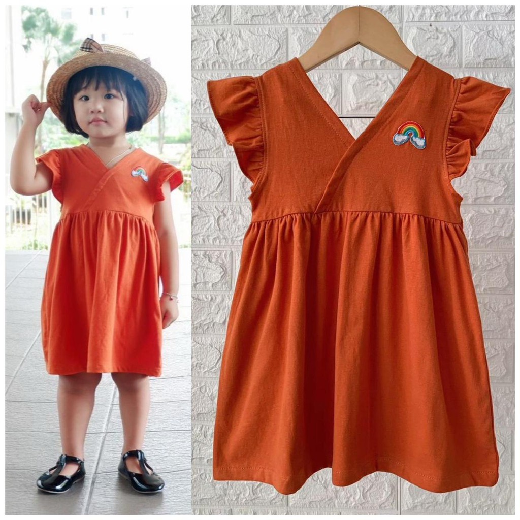 Dress Anak Motif Pelangi Dress Anak Bahan Kaos Size 1-5 Tahun