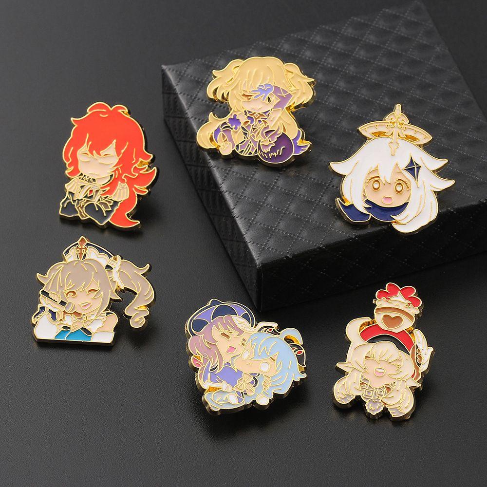 Lanfy Genshin Dampak Kerah Pin Perhiasan Cosplay Jaket Pin Pakaian Dekorasi Kartun Lencana Pin Anime Badge