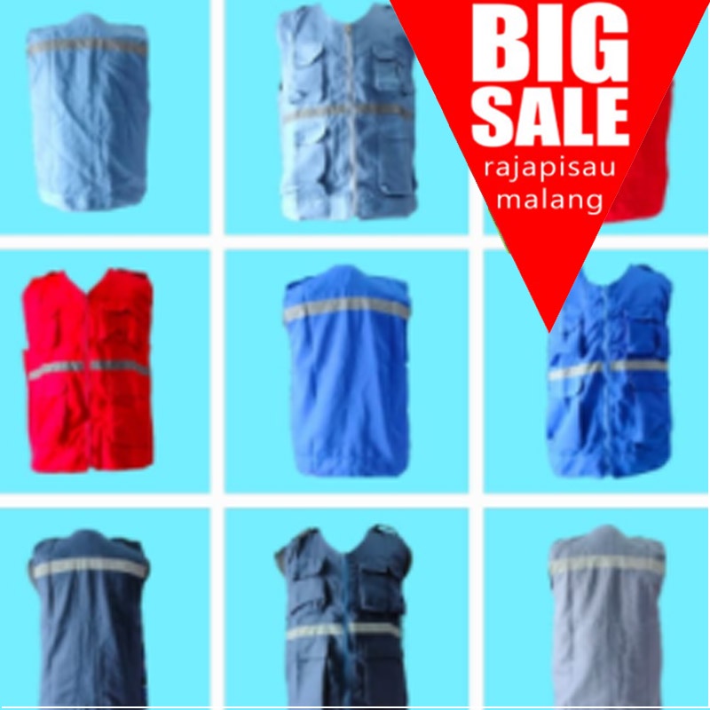 Jaket / Rompi / Vest / Kanvas / Katun / Kerah Oblong / V neck / Mancing / Cowok / Pria / Kantong Banyak / Murah / Standar / Jumbo TERMURAH