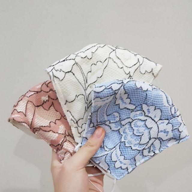 Masker Kain Brokat Cantik 3 Ply Bisa Diisi Tissue Dan Dicuci