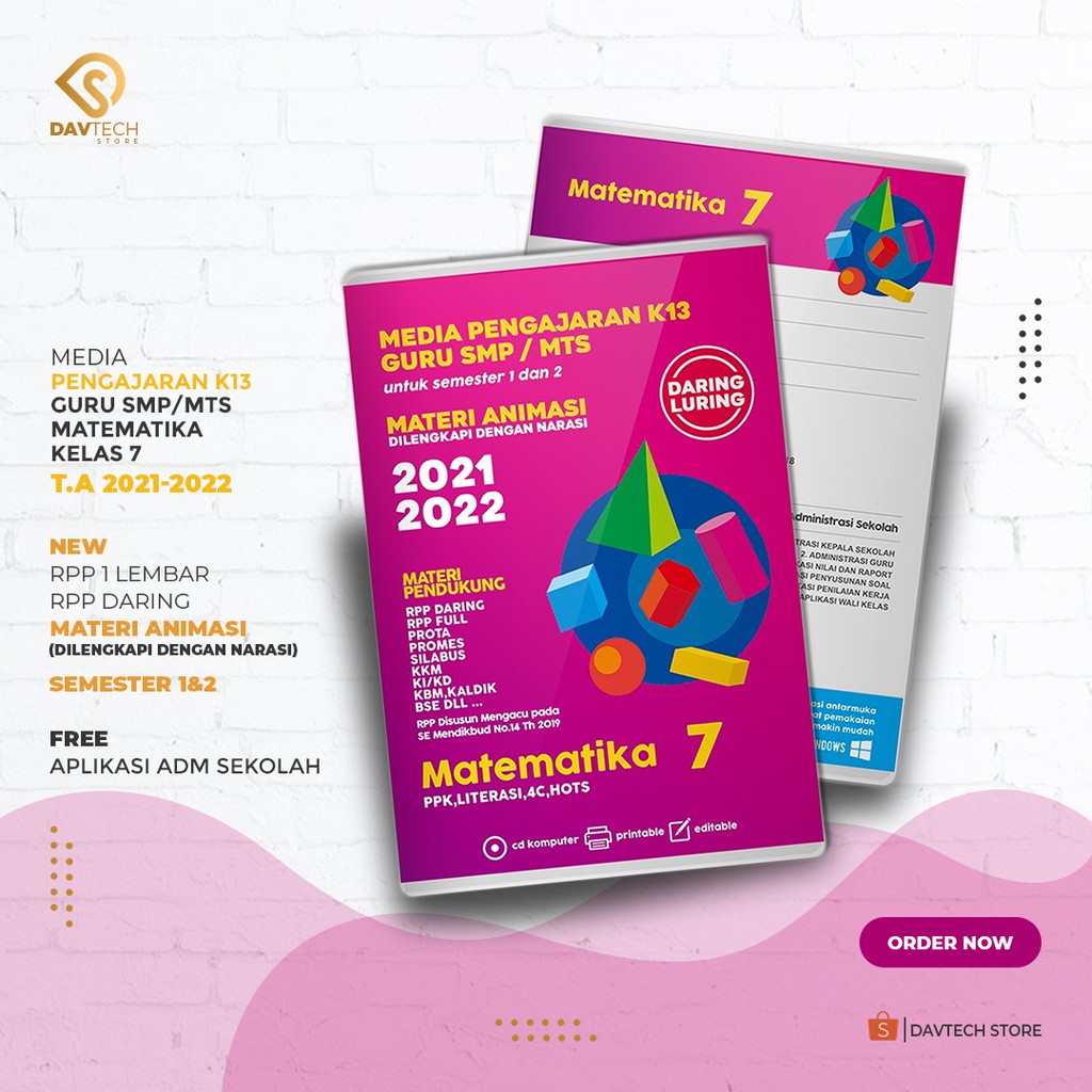 Cd Rpp media ajar daring matematika kelas 7 SMP/MTS ajaran baru