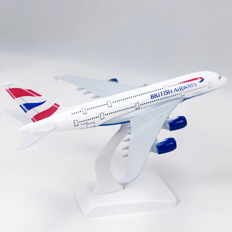 Miniatur Diecast Pesawat Airbus 380 A380 Bahan Alloy 20CM Untuk Koleksihadiah