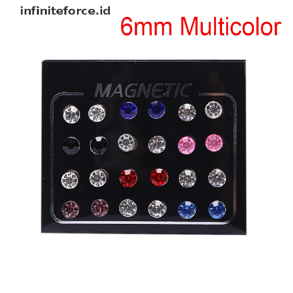 (Infiniteforce.Id) 24pcs / Set Anting Klip On Magnetik Tanpa Tindik Hias Berlian Imitasi Untuk Wanita