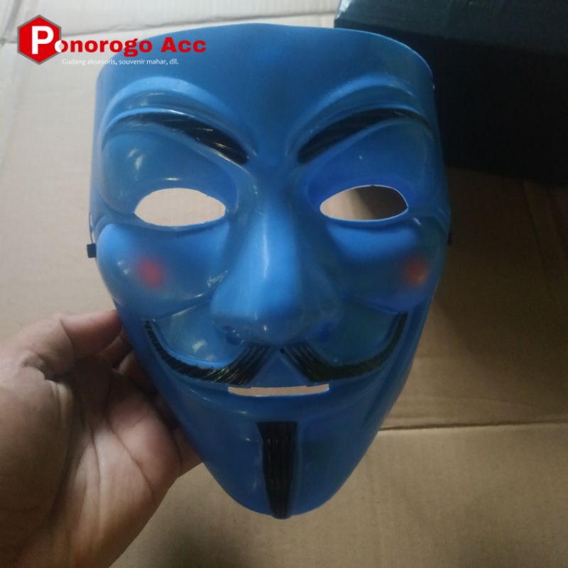 (Packing Box) Topeng anonymous biru topeng hacker versi biru eceran murah topeng anonymous warna biru