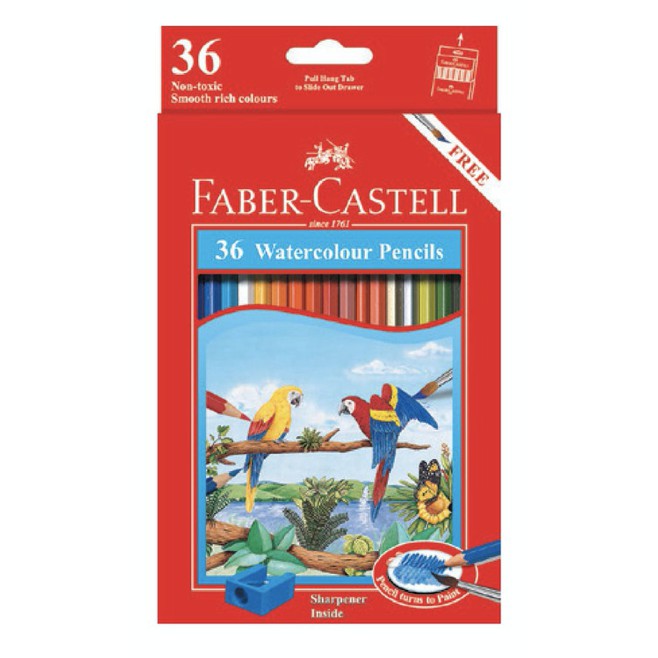 

PENSIL WARNA FABER CASTELL 36 WATERCOLOUR PANJANG COLORING PENCIL LONG ANAK SD ALAT MEWARNAI GROSIR