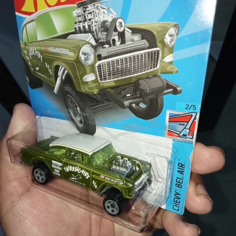 Bel Air Gasser 55 Chevy Army Green Triassic Five Hw Hot Wheels Hotwheels Classic Car Holiday Hod Rod
