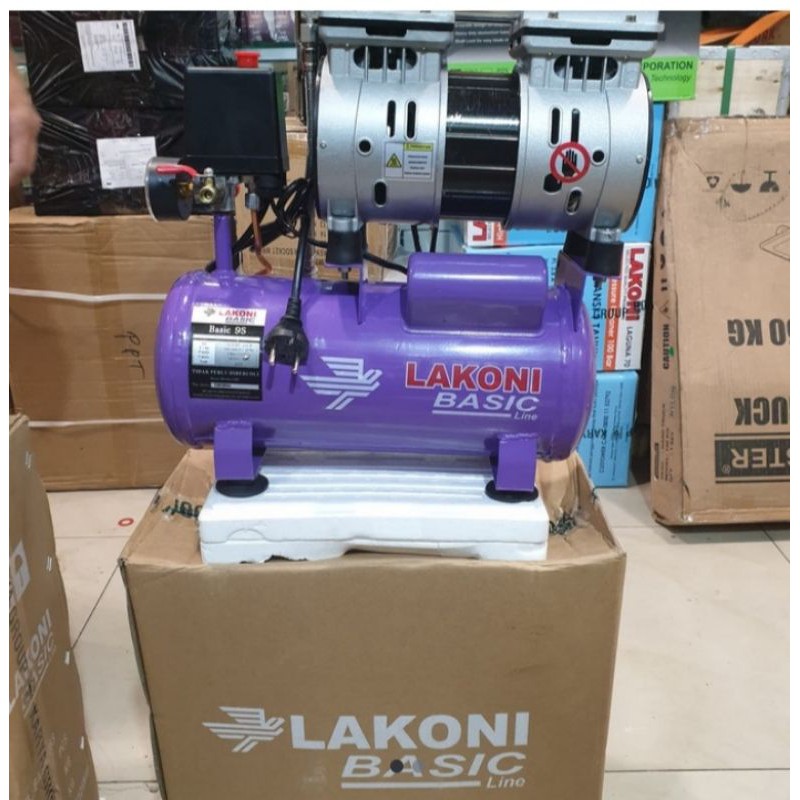 Kompresor  Mini Lakoni Silent Basic 9s Oiless Tanpa Oli 3/4HP 550 Watt