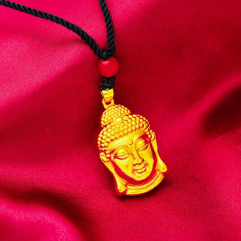 Liontin Kepala Buddha Gaya Retro Korea Bahan Emas Asli Kadar 375Untuk Pria