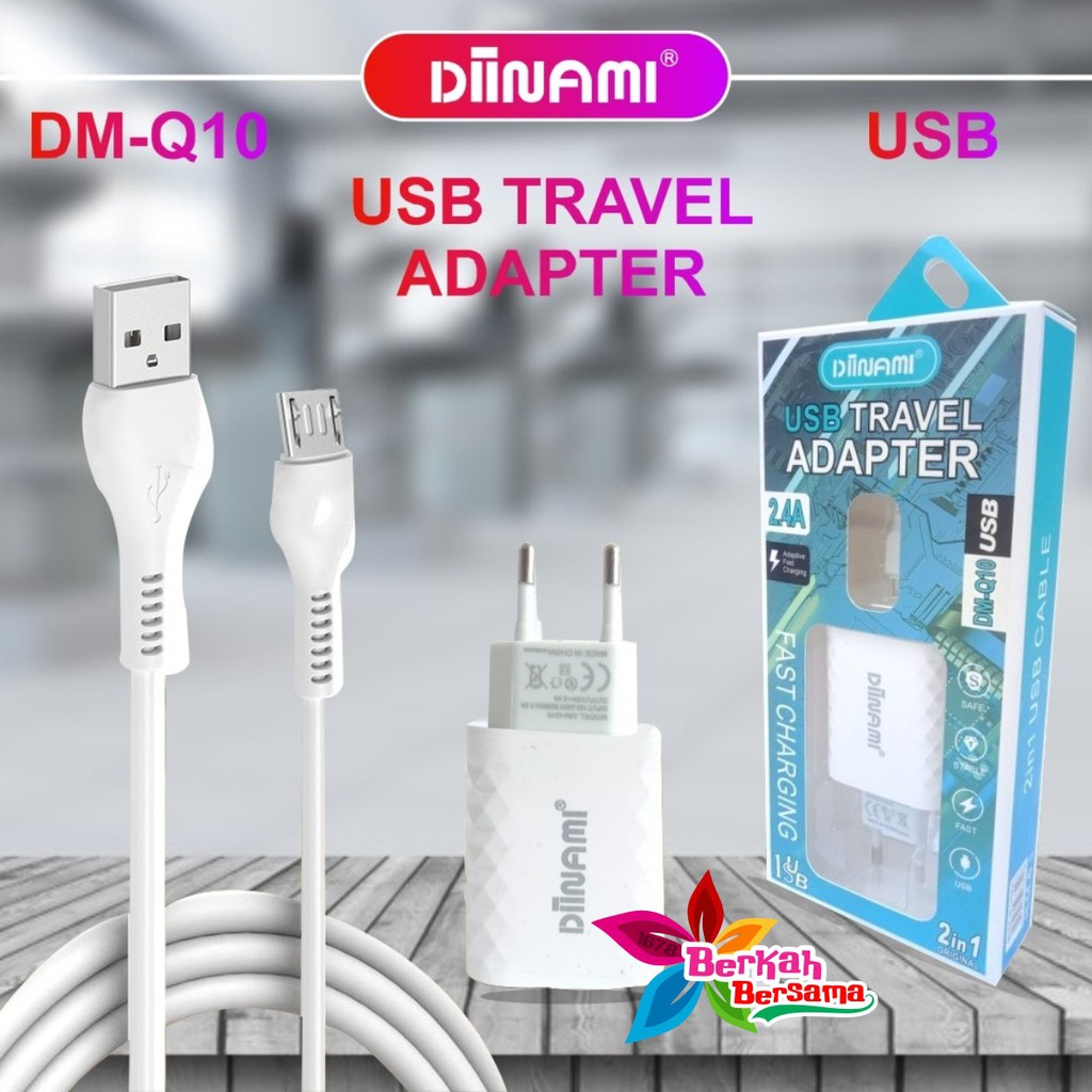 BM058 Diinami Q10 Cashan charger original 2.4Amper Samsung oppo xiaomi realme Vivo Free kabel Micro BB3250