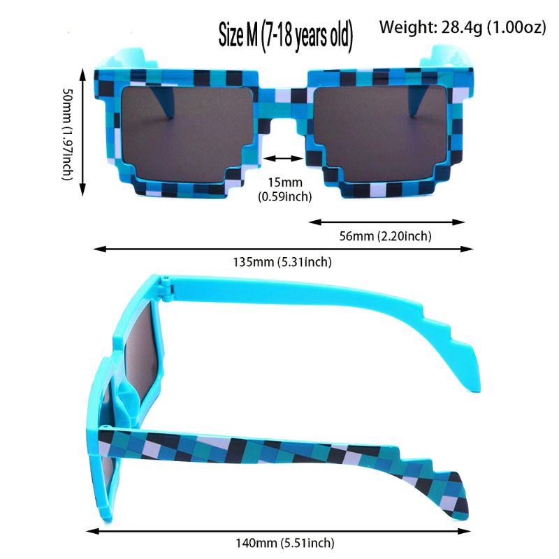 Kacamata Anak Model Pixel Mine craft Frost Diamond Mosaics UV400-5