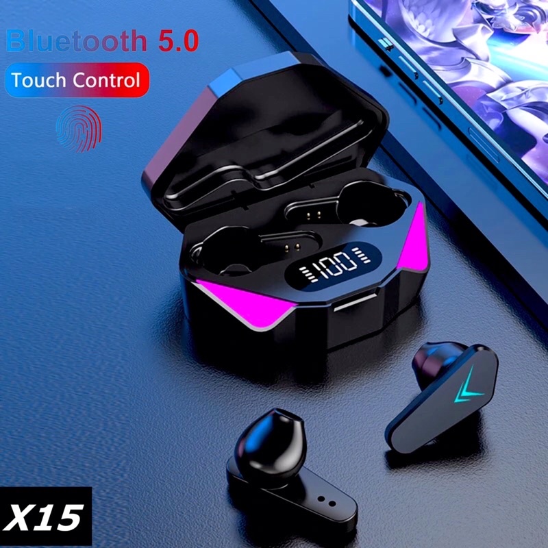 【COD】Headset Bluetooth Gaming TWS X15 Bluetooth V5.2 LED Smart Display