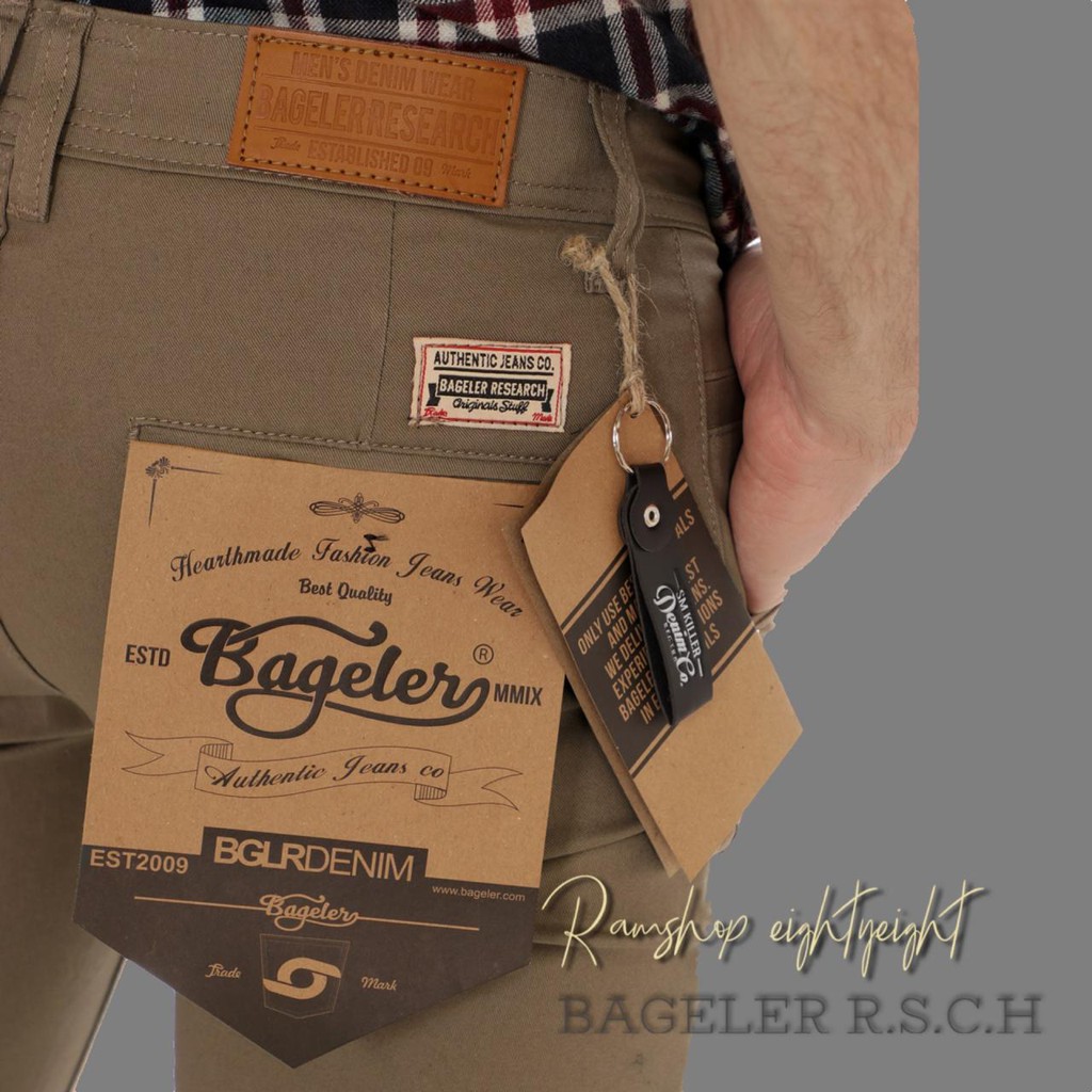 BAGELER Rsch Original Celana Panjang Pria Chino Twill Stretch Model Slim Fit Ukuran S M L XL