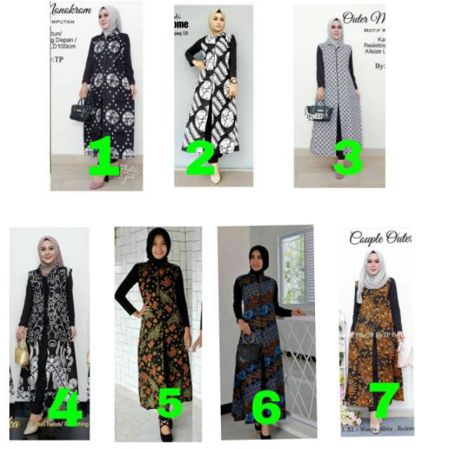 Outer/kardigan/long cardi batik, standar (ld 100-110) dan jumbo (ld 120)