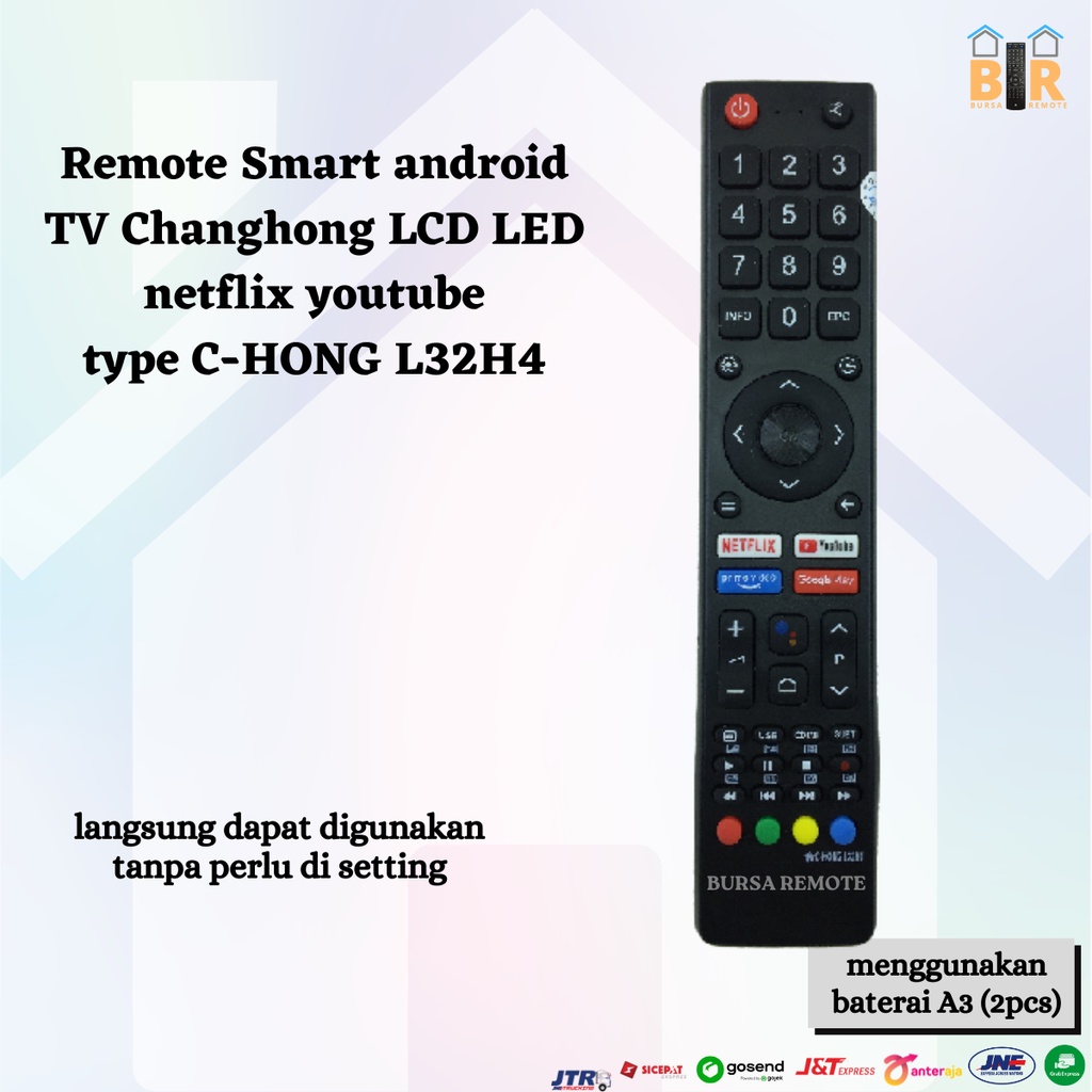 Remot / Remote Smart android TV Changhong LCD LED netflix youtube type C-HONG L32H4 / ecer dan grosir