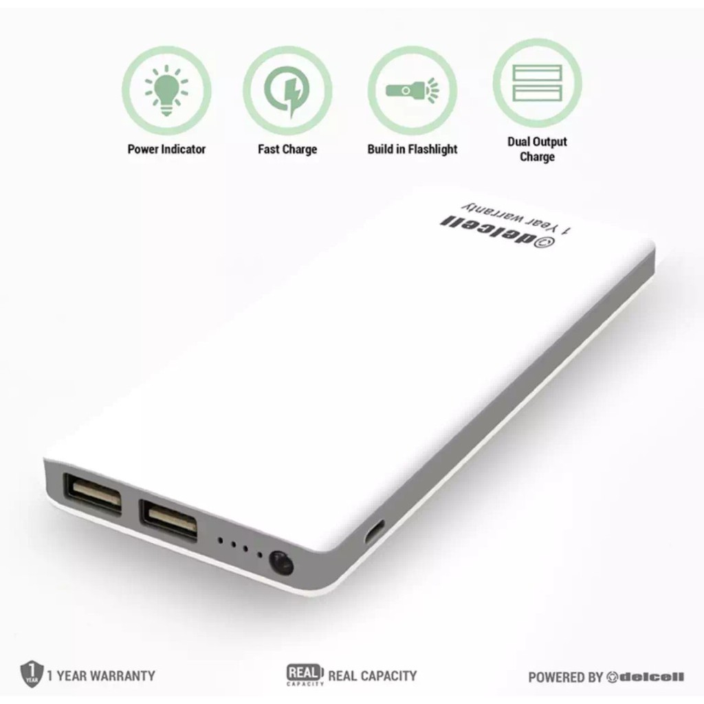 Delcell Eco 10000 mah Original Powerbank Delcell Eco 10000mah Garansi Resmi 2 Tahun