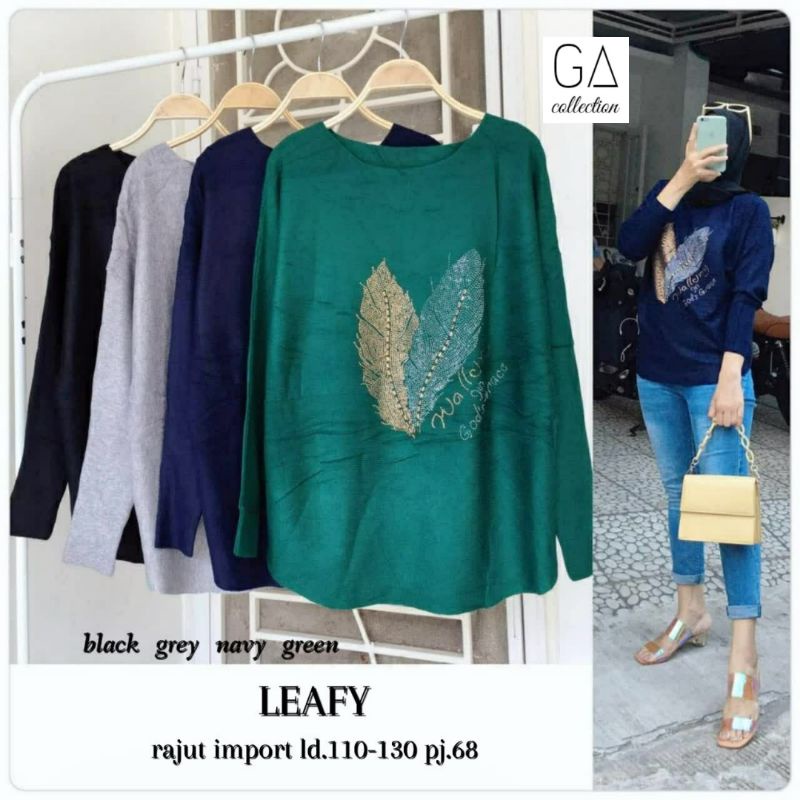 Leafy Knit Rajut Import motif Daun