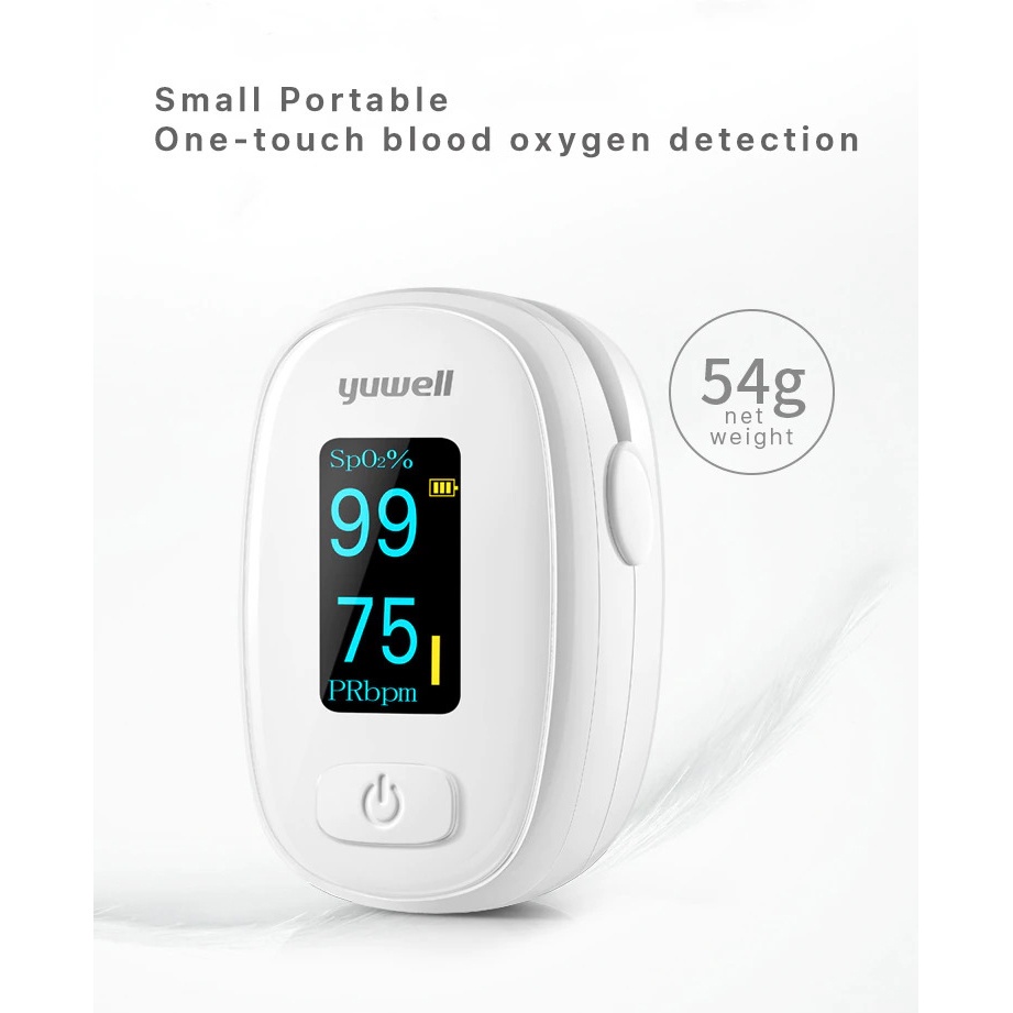 Yuwell Alat Pengukur Detak Jantung Kadar Oksigen Fingertip Pulse Oximeter C385YX306 PUTIH