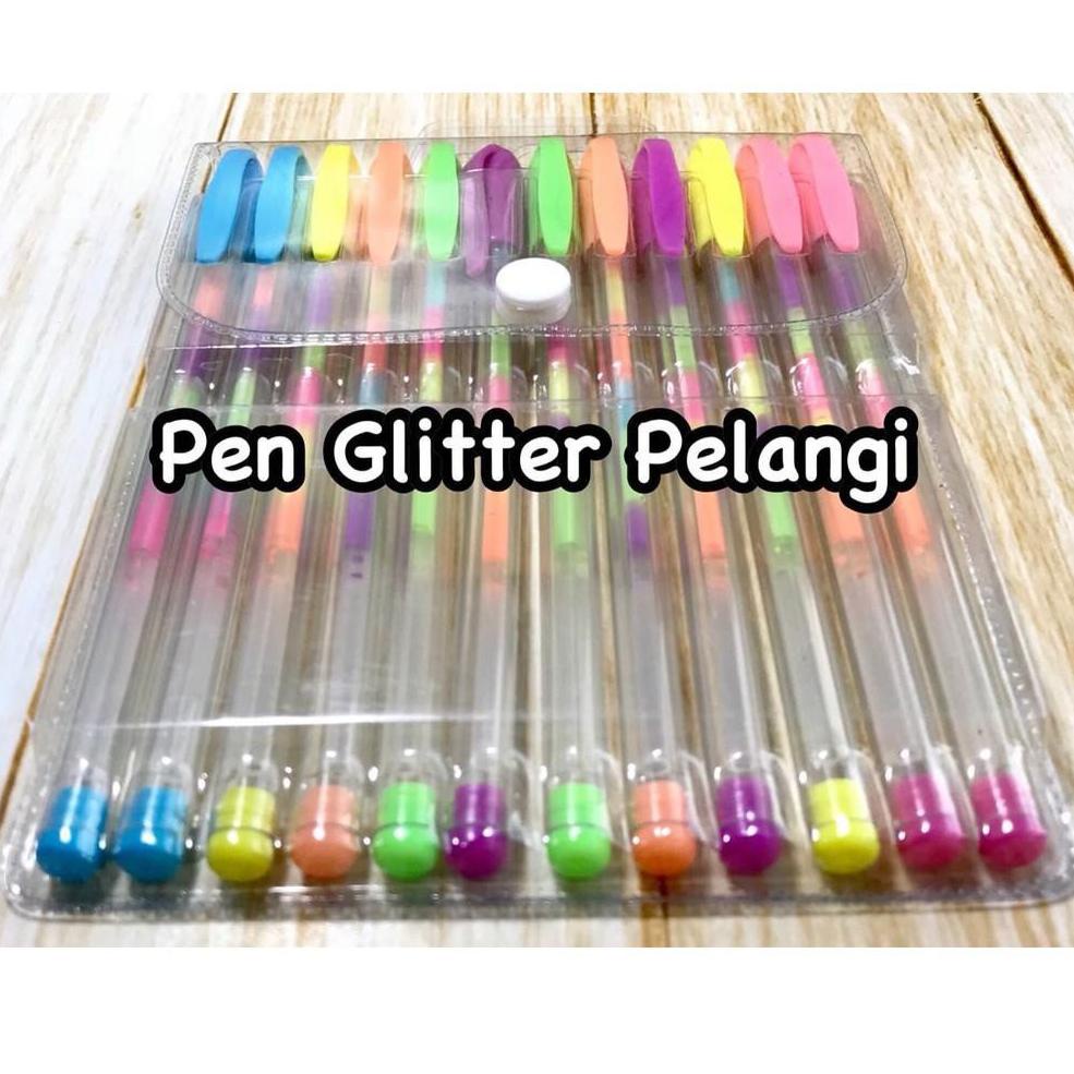 

(T2B7) Gel pen Glitter Pelangi ColorG el ( 12 pcs) //Sangat@nyaman