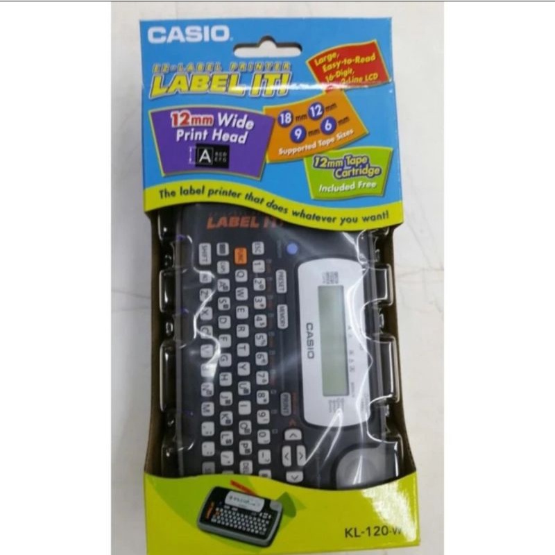 

CASIO PRINTER LABEL IT KL 120 WIDE 12 MM TAPE COMPACT 16 DIGIT 2 LCD