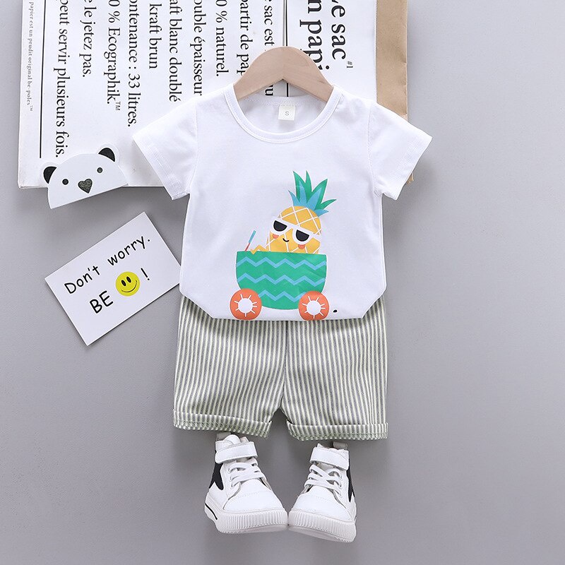 [ PRODUK IMPORT 100% ] SETELAN BAJU ANAK LAKI LAKI BAJU ANAK PEREMPUAN Set Motif NANAS 013  Baju Anak Berkualitas etelan Anak 8 Bulan - 4 Tahun