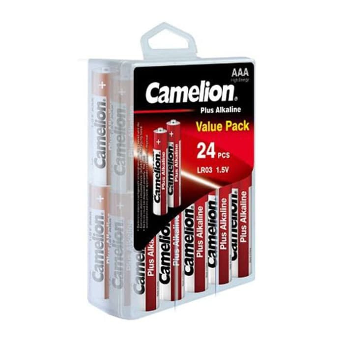 Camelion Baterai Alkaline AAA 24 Pcs dengan kotak baterai