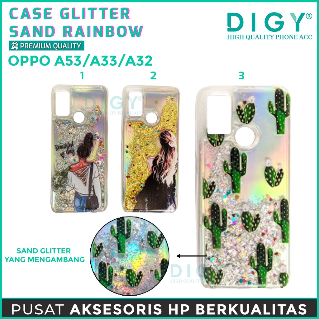 Case OPPO A53 A33 A32  A5 2020 A9 2020  Glitter Dynamic Liquid Quicksand Case Motif cewe katus bts