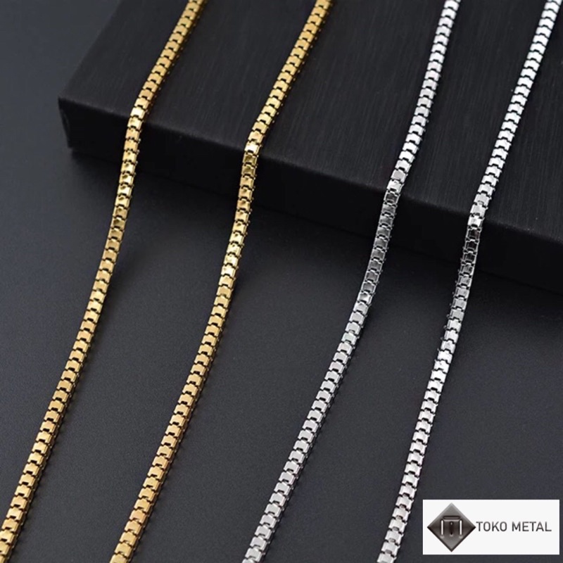 Kalung 100% Titanium Milano Pria dan Wanita 2 MM Anti Karat [ Tok Metal ]