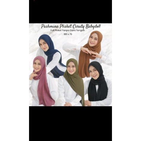 PASMINA PLISKET FULL CERUTY PREMIUM | HIJAB PASMINA BAHAN CERUTY