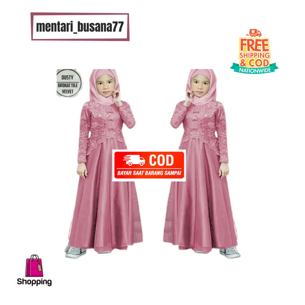 ( COD ) Dress//Gamis Anak//Kids Terbaru Murah mentari_busana77 / Gamis kaella anak Termurah/ elegant dress / pakaian muslim anak / Brukat Anak Good Premium / Baju Anak Perempuan / Kebaya Anak Modern / Maxi Dress Anak