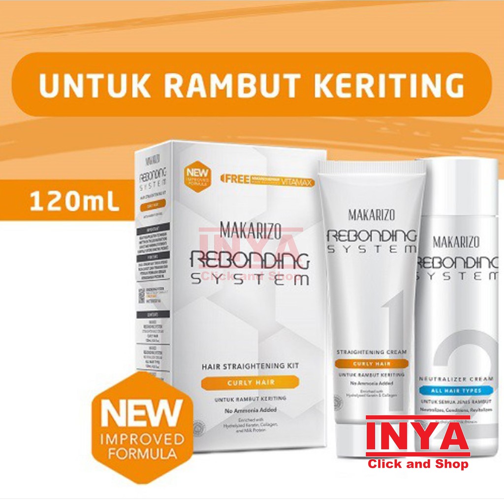 MAKARIZO REBONDING SYSTEM TUBE SET FOR CURLY HAIR - Yellow, Kuning - Krim Pelurus Rambut