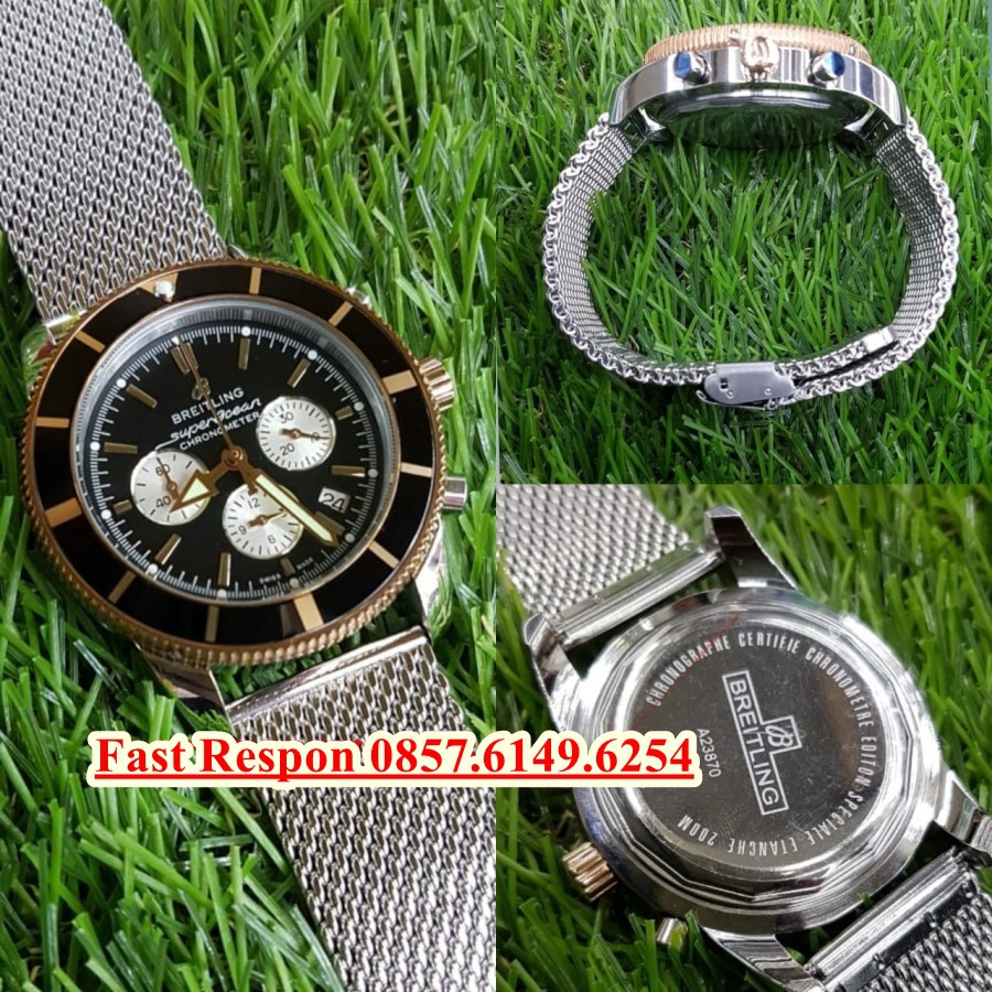 Best Seller Jam Tangan Breitling Superocean Chronometer SIlver Combinasi Garansi 1th