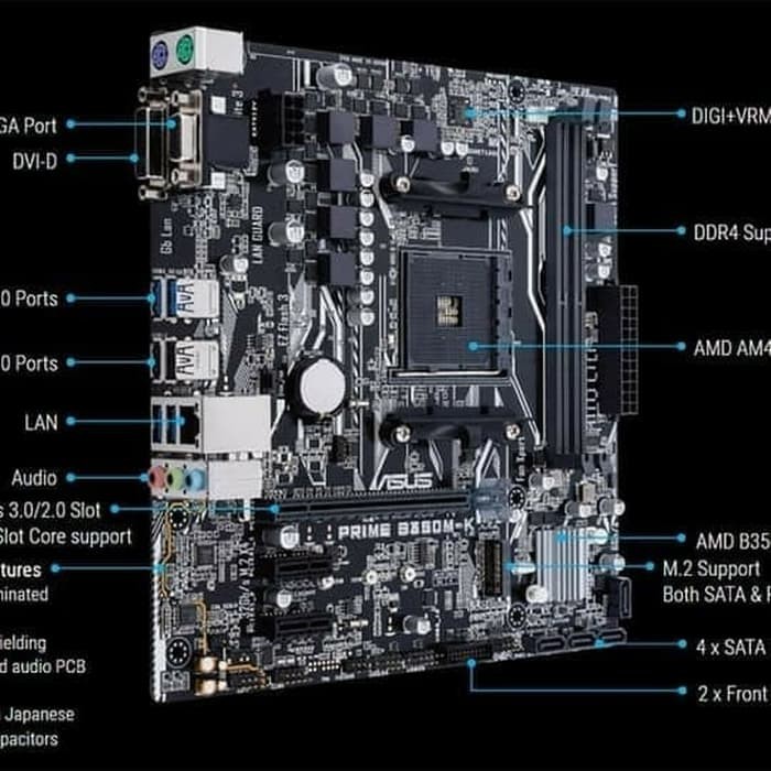 MOTHERBOARD AMD ASUS PRIME B350MK M-K B350 AM4