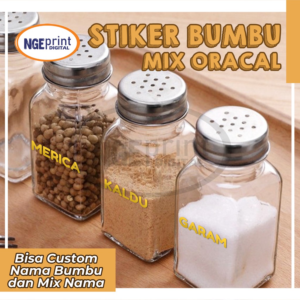 Jual [Mix Nama / Bumbu] Sticker Nama Bumbu Dapur Waterproof Vinyl Decal ...