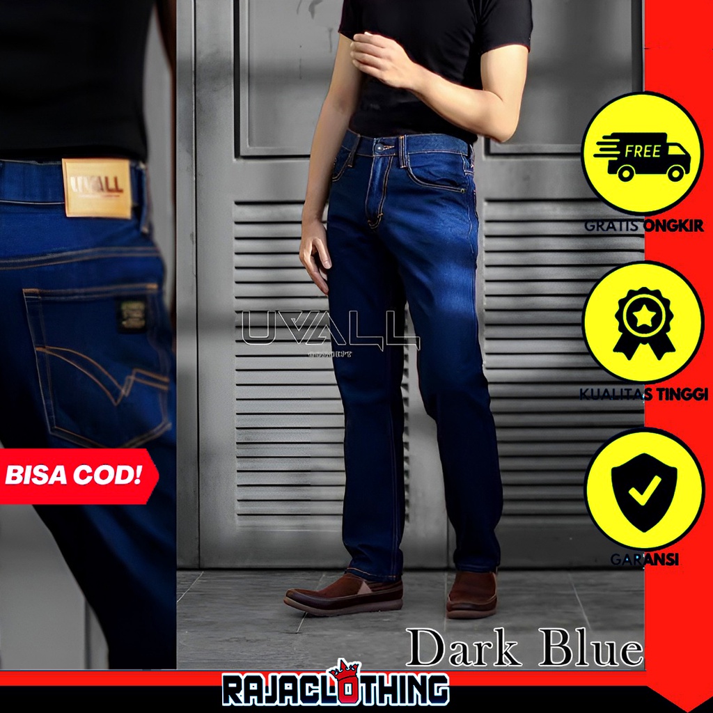 RCL - Celana Jeans Model Standar Reguler Uvall Pria - Coklat Cream Biru Navy Hitam ( 28-38 )