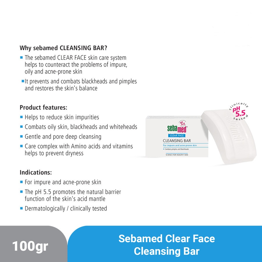SEBAMED PEMBERSIH WAJAH CLEAR FACE CLEANSING BAR 100GR
