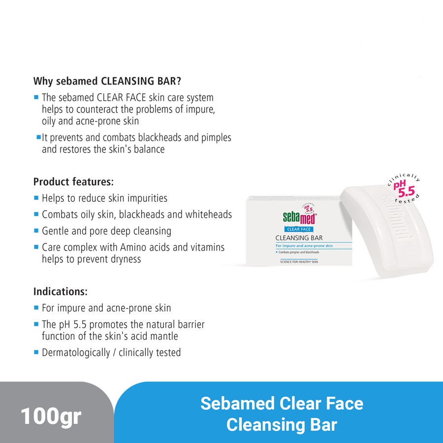 SEBAMED PEMBERSIH WAJAH CLEAR FACE CLEANSING BAR 100GR