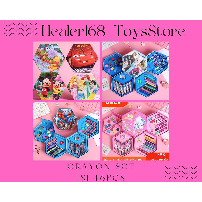

CRAYON SET KARAKTER isi 46 Pcs 4 in 1 Mewarnai / Melukis