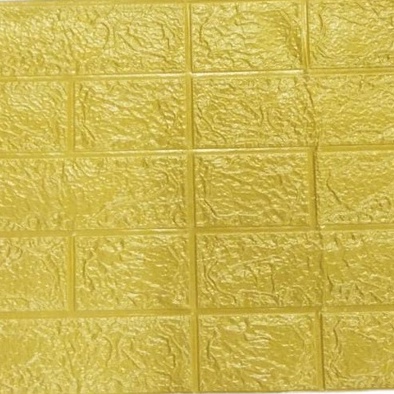 ⭐Bobastore⭐ R461 Wallpaper Dinding Foam 3D Motif Batu Bata / Walpaper Stiker Dinding Dekorasi Kamar-EMAS