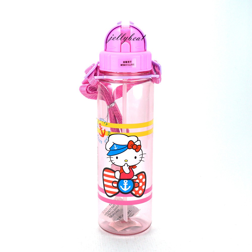 (1002) Botol Minum Anak Slim 550 ml Karakter BPA Free + Sedotan + Tali Panjang