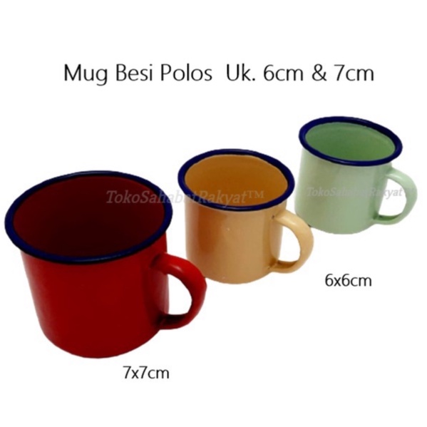 Mug Besi/Mug Jadul Warna Polos UK 6cm &amp; 7cm