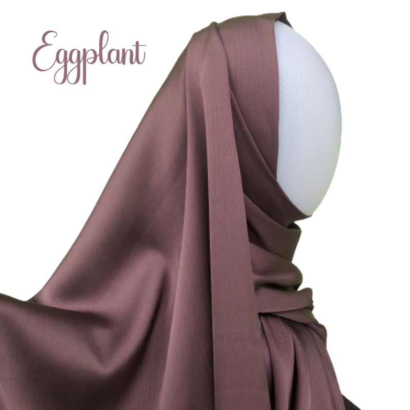 MALAY SILK SHAWL | PASHMINA CRINKLE TEXTURED SILK PREMIUM-Egg plant