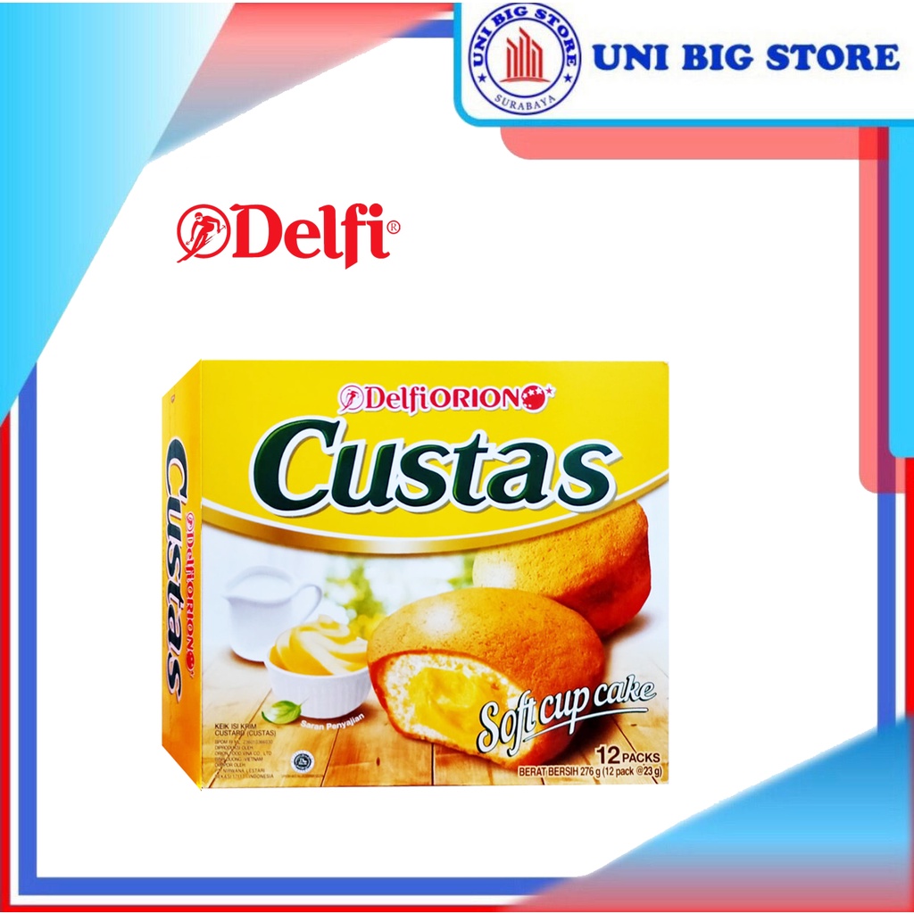 

Delfi Orion Soft Cup Cake Custas Pie 276 Gr 12x 23 gr Kue Custard