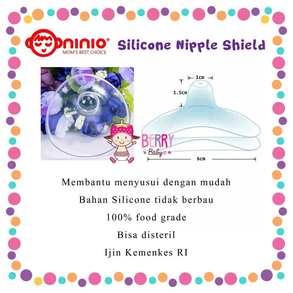 Ninio Pelindung Puting Ibu Menyusui Silicone Nipple Shield Berry Mart