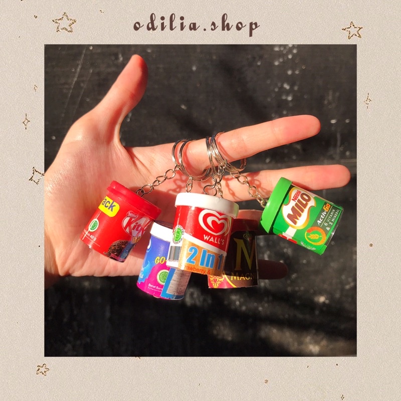 Gantungan Kunci Toples Cup Snack Lucu Magnet Kulkas Miniatur Food Lemari Es Ganci Ice Cream Keychain
